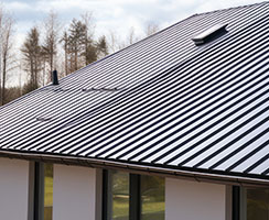 black metal building roof